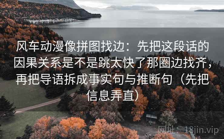 风车动漫像拼图找边：先把这段话的因果关系是不是跳太快了那圈边找齐，再把导语拆成事实句与推断句（先把信息弄直）
